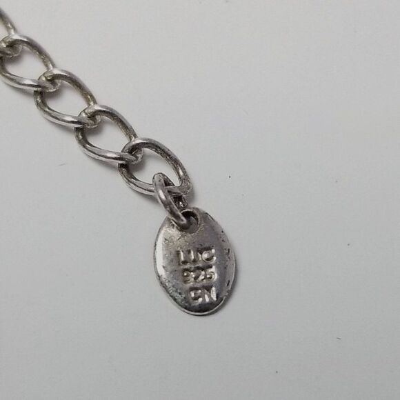 Sterling Silver and Dyed Green Howlite Stone Slab Two Strand Statement Necklace - Picture 3 of 7